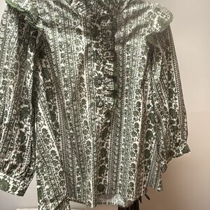 Entro Green and White Floral Blouse